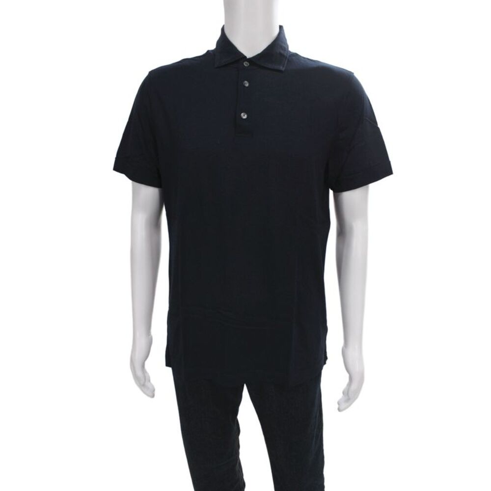 Della Ciana Mens Short Sleeve Collared Knit Polo Shirt Navy Cotton Size IT 54